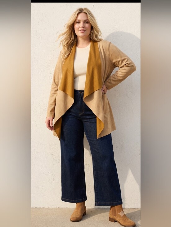 Philosophy Sweaters - 1X Philosophy Faux Suede Women's Sweater/Blazer